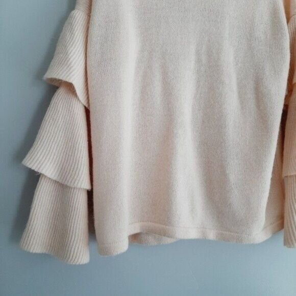 LUMIERE NEW Ruffle Sleeve Pullover Sweater Knit Top Blush Pink Sz M - Picture 9 of 13